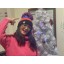 Caroline modelling our Big Bobble Hats