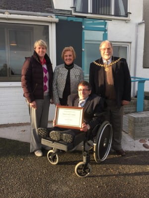 Lynne Fenton, Agnes Mackay, ALec King and David Dewar present the Rod Macfarlane award