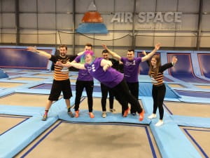 Staff fly through the sky at Airspace