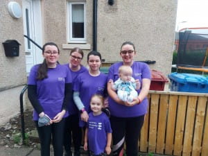 Kirsty and her family ready for their 13 mile walking challenge