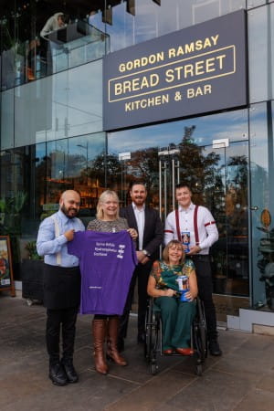 The staff of Bread Street Kitchen launch pose with SBH Scotland's Deborah Roe and Margo Whiteford