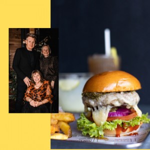 Gordon Ramsay with Margo Whiteford and Deborah Roe. Image of Burger from Street Burger