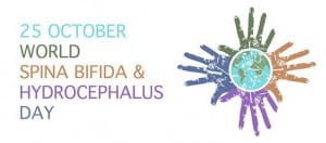World Spina Bifida Hydrocephalus Day 2021 Logo. Hands coming out of globe.