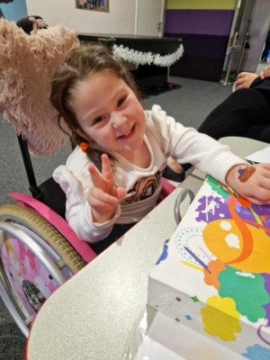 Girl smiling at camera. 