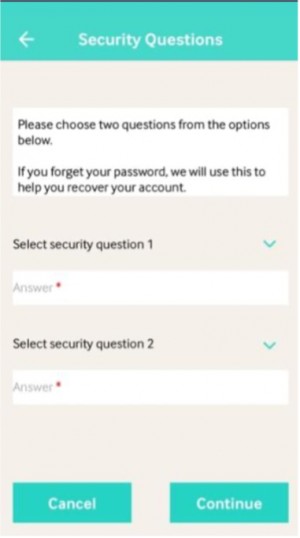 screenshot of setup page on mycarepod app
