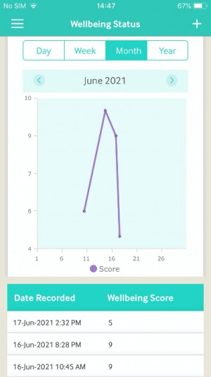 Shows a screenshot of a line graph charting wellness