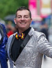 James Smith posing on Buchanan Street for SBH Scotland fundraising event